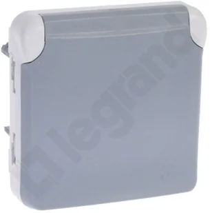 Legrand 069552 PLEXO55 Gniazdo Pojedyncze 2P+Z z przesłoną styków SZARE 16A-250V - Gniazdka elektryczne - miniaturka - grafika 2