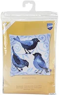 Poduszki dekoracyjne - Vervaco vervaco PN-0153868 poduszka ze wzorem krzyżykowym, niebieskie ptaki V0153868 - miniaturka - grafika 1