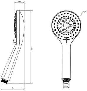 Omnires Yosemite słuchawka prysznicowa 5-funkcyjna złoty YOSEMITE-RGL - Słuchawki prysznicowe - miniaturka - grafika 2
