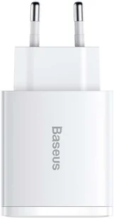 Baseus Ładowarka  Ładowarka sieciowa Baseus Compact Quick Charger 2xUSB USB-C PD 3A 30W biała BSU2896WHT - Akcesoria do tabletów i e-booków - miniaturka - grafika 3