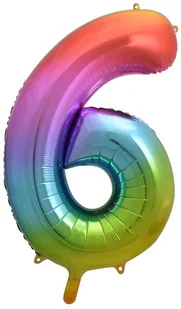 GoDan Balon foliowy cyfra 6 34" tęczowy HS-C34T6 - Balony i akcesoria - miniaturka - grafika 3