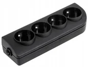 Adaptery i przejściówki - Listwa Przedłużacza 4-GNIAZDA 250V/16A Czarna 0748 - miniaturka - grafika 1