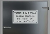 Systemy ekspozycyjne i znaki informacyjne - Maskująca naklejka mrożone szkło: Godziny otwarcia OM026a - miniaturka - grafika 1