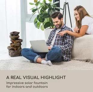Blumfeldt Savona, fontanna solarna, 2,8 W, tworzywo Polyresin, 5-godzinny czas pracy akumulatora, oświetlenie LED, imitacja kamienia LEU13-Savona - Fontanny ogrodowe - miniaturka - grafika 3