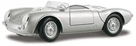 Kolekcjonerskie modele pojazdów - Maisto A Porsche 550 Spyder, model samochodu ze sprężynami, skala 1: 18, drzwi i poruszać się maski silnika, gotowy model, skrętne, 24 cm, srebrny (531843) - miniaturka - grafika 1
