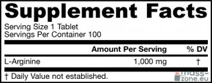 JARROW FORMULAS Arginine 1000mg 100 tabletek - Witaminy i minerały dla sportowców - miniaturka - grafika 2