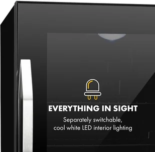 Klarstein Beersafe M Onyx, lodówka, A+, LED, 2 ruszt metalowe, szklane drzwi, onyks HEA-Beersafe-M-OX - Szafy i witryny chłodnicze - miniaturka - grafika 6