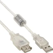 Kable USB - InLine Przedłużacz USB 2.0, wtyczka/gniazdo, typ A, przezroczysty, z rdzeniem ferrytowym, 1,8 m 34617Q - miniaturka - grafika 1