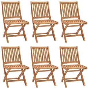 vidaXL Składane krzesła ogrodowe z poduszkami, 6 szt., drewno tekowe! 3072850 - Fotele i krzesła ogrodowe - miniaturka - grafika 2
