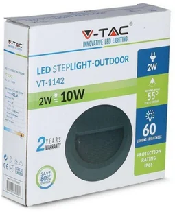 v-tac Oprawa Schodowa 2W LED V-TAC Czarna Okrągła 230V IP65 VT-1142 4000K 60lm - Oprawy, klosze i abażury - miniaturka - grafika 5