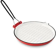 Patelnie - Home okrągłe patelnia do grillowania z ramką ze Email, żeliwo, biały/czerwony, 25 cm 8003512481918 - miniaturka - grafika 1