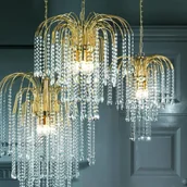 Lampy sufitowe - Euluna Lampa wisząca Pioggia z kryształami 50cm złota - miniaturka - grafika 1