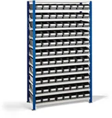 Regały biurowe - AJ Produkty Regał 400x1740x1000mm z 88 szarymi pojemnikami - miniaturka - grafika 1