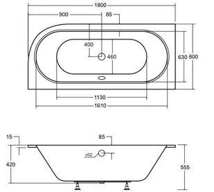 Besco Wanna 180x80 Avita Slim Lewa + Syfon - Wanny - miniaturka - grafika 3