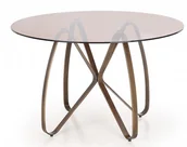 Stoły - Halmar okrągły stół LUNGO szklany blat, stelaż w kolorze złotym antycznym - miniaturka - grafika 1