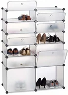 Szafki na buty - Relaxdays regał na buty, z tworzywa sztucznego, system regałowy 12 półek, regał wtykowy XXL, wys. x szer. x głęb.: 125 x 94 x 37 cm 10024523_50 - miniaturka - grafika 1