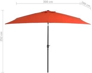 vidaXL Parasol ogrodowy na metalowym słupku, 300 x 200 cm, terakotowy - Parasole ogrodowe - miniaturka - grafika 11