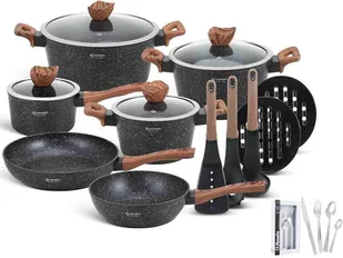 Edenberg Zestaw garnków marmurowych z rondlem, patelniami i przyborami kuchennymi EB-5617 - Zestawy garnków i patelni - miniaturka - grafika 2