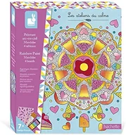 Zabawki kreatywne - Janod zestaw farb tęczowych Mandala-The Ateliers du Calme-Kit kreatywny wypoczynek Dziecko-4 obrazy do realizacji drobnych zdolności motorycznych i koncentracji-Od 7 lat, J07992, Wielokolorowy J07992 - miniaturka - grafika 1