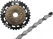 Łańcuchy rowerowe - Shimano Zestaw Wolnobieg nakręcany MF-TZ500 MEGARANGE 7 rz 14-34 + łańcuch CN-HG40 uniwersalny 22133-uniw - miniaturka - grafika 1