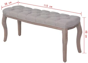 vidaXL Ławka do przedpokoju, drewno lite, 110x38x48 cm, jasnoszara vidaXL - Ławki do przedpokoju - miniaturka - grafika 7