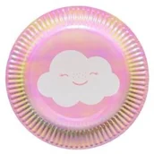 Naczynia i sztućce jednorazowe - Amscan Talerzyki urodzinowe opalizujące Chmurka 18 cm 8 szt 9904300 - miniaturka - grafika 1