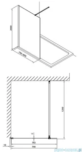 Omnires Marina 80x200 DNR80XCRTR - Kabiny prysznicowe - miniaturka - grafika 2
