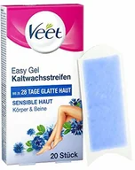 Depilacja - Veet Paski z technologią Easy-Gelwax nadają się do skóry wrażliwej do stosowania na nogi i ciało do 4 tygodni gładkiej skóry 10 x podwójne paski po 20 zastosowaniach. - miniaturka - grafika 1