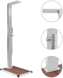 vidaXL Prysznic ogrodowy z podstawą Wpc stal nierdzewna 3051289 - Inne akcesoria do nawadniania - miniaturka - grafika 2