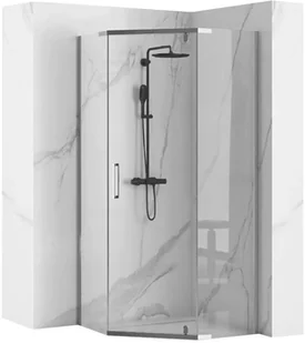 Rea Axin kabina prysznicowa 90x90 cm pięciokątna chrom/szkło przezroczyste REA-K8779 - Kabiny prysznicowe - miniaturka - grafika 2