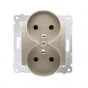 Gniazdka elektryczne - Kontakt Simon KONTAKT-SIMON GNIAZDO PODWÓJNE Z UZIEMIENIEM I PRZESŁONAMI STYKÓW ZŁOTY MAT 54 PREMIUM DGZ2MZ.01/44 - miniaturka - grafika 1