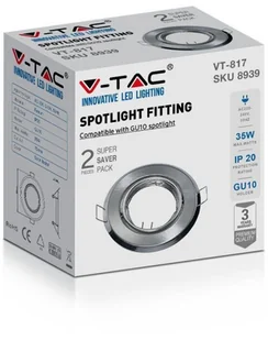 v-tac Oprawa Oczko V-TAC GU10 Okrągła Ruchoma Satyna Opak 2 szt) VT-817 - Oprawy, klosze i abażury - miniaturka - grafika 2