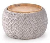 Pufy i podnóżki - HALMAR Pufa z funkcją przechowywania i stolika BONO jasny popiel velvet - miniaturka - grafika 1