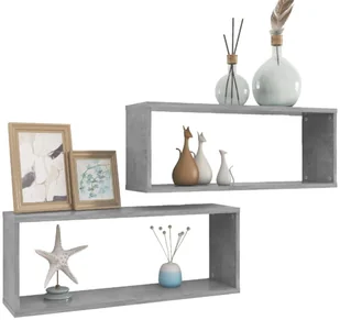 VidaXL Lumarko Półki ścienne kostki 2 szt., szarość betonu, 60x15x23 cm, płyta 807145 VidaXL - Półki do salonu - miniaturka - grafika 4