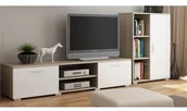 Szafki RTV - Nowoczesna komoda pod telewizor - biała + dąb sonoma R8-W20 - miniaturka - grafika 1