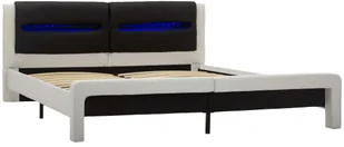 vidaXL Rama łóżka z LED, biało-czarna, sztuczna skóra, 120 x 200 cm - Łóżka - miniaturka - grafika 4