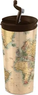 Kubki termiczne - I-Drink I-Drink kubek termos Maps dwuścienny 350 ml stal nierdzewna brązowy twm_801313 - miniaturka - grafika 1