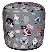 Fotele i pufy dla dzieci - Szara okrągła pufa dziecięca w kotki G3-P93 - miniaturka - grafika 1