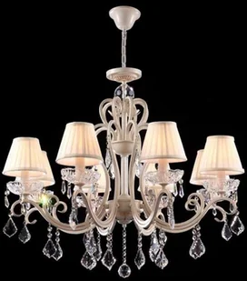 Maytoni Żyrandol LAMPA wisząca TRIUMPH ARM288-08-G Maytoni pałacowa OPRAWA plisowany ZWIS abażurowy z kryształkami biały ecru ARM288-08-G - Lampy sufitowe - miniaturka - grafika 2