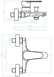 Kuchinox Bateria natryskowa chrom FRESNO BQF 040D - Baterie wannowe i prysznicowe - miniaturka - grafika 4