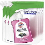 Mydła - Eva Natura Sagrotan Sagrotan Mydło do rąk (świeży zapach jeżyny i owoców leśnych, antybakteryjne w praktycznym opakowaniu ekonomicznym), 6 sztuk (6 x 500 ml) - miniaturka - grafika 1