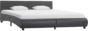 vidaXL Rama łóżka z LED, szara, sztuczna skóra, 160 x 200 cm - Łóżka - miniaturka - grafika 2