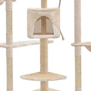 vidaXL Drapak dla kota z sizalowymi słupkami, 203 cm, beżowo-biały - Drapaki dla kotów - miniaturka - grafika 4