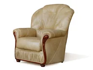 Fotele - Vente-Unique Fotel 100% skóry bawolej DAPHNE - Kolor: beżowy - miniaturka - grafika 1