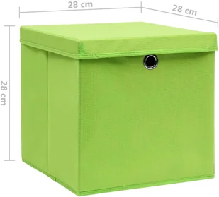 vidaXL vidaXL Pudełka z pokrywami, 4 szt., 28x28x28 cm, zielone - Pudła i pojemniki do przechowywania - miniaturka - grafika 5