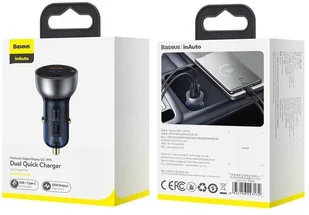 Baseus Baseus Particular | Ładowarka samochodowa 65W Quick Charge 4.0+ Power Delivery 3.0 Huawei SCP 5A 2xUSB CCKX-C0G - Ładowarki samochodowe - miniaturka - grafika 13
