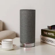 Lampy stojące - Lampenwelt Szara lampa stołowa Ronja z chromowaną podstawą - miniaturka - grafika 1