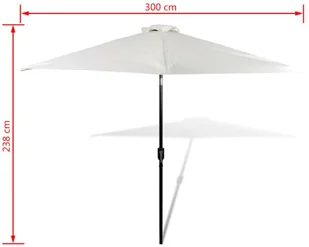vidaXL vidaXL Parasol ogrodowy biały 3 m, stalowa rura - Parasole ogrodowe - miniaturka - grafika 7