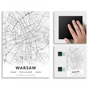 Pix4home Plakat metalowy Mapa B&W Warszawa M POS-M-03449 - Plakaty - miniaturka - grafika 3