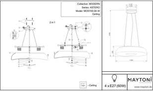 Maytoni LAMPA wisząca ASTERO MOD700-04-W Maytoni szklana OPRAWA okrągły zwis nikiel biały MOD700-04-W - Lampy sufitowe - miniaturka - grafika 6